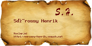 Sárossy Henrik névjegykártya